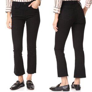 Baldwin Maxwell Crop Flare Jeans Women’s Size 26 Black Raw Hem Mid Rise